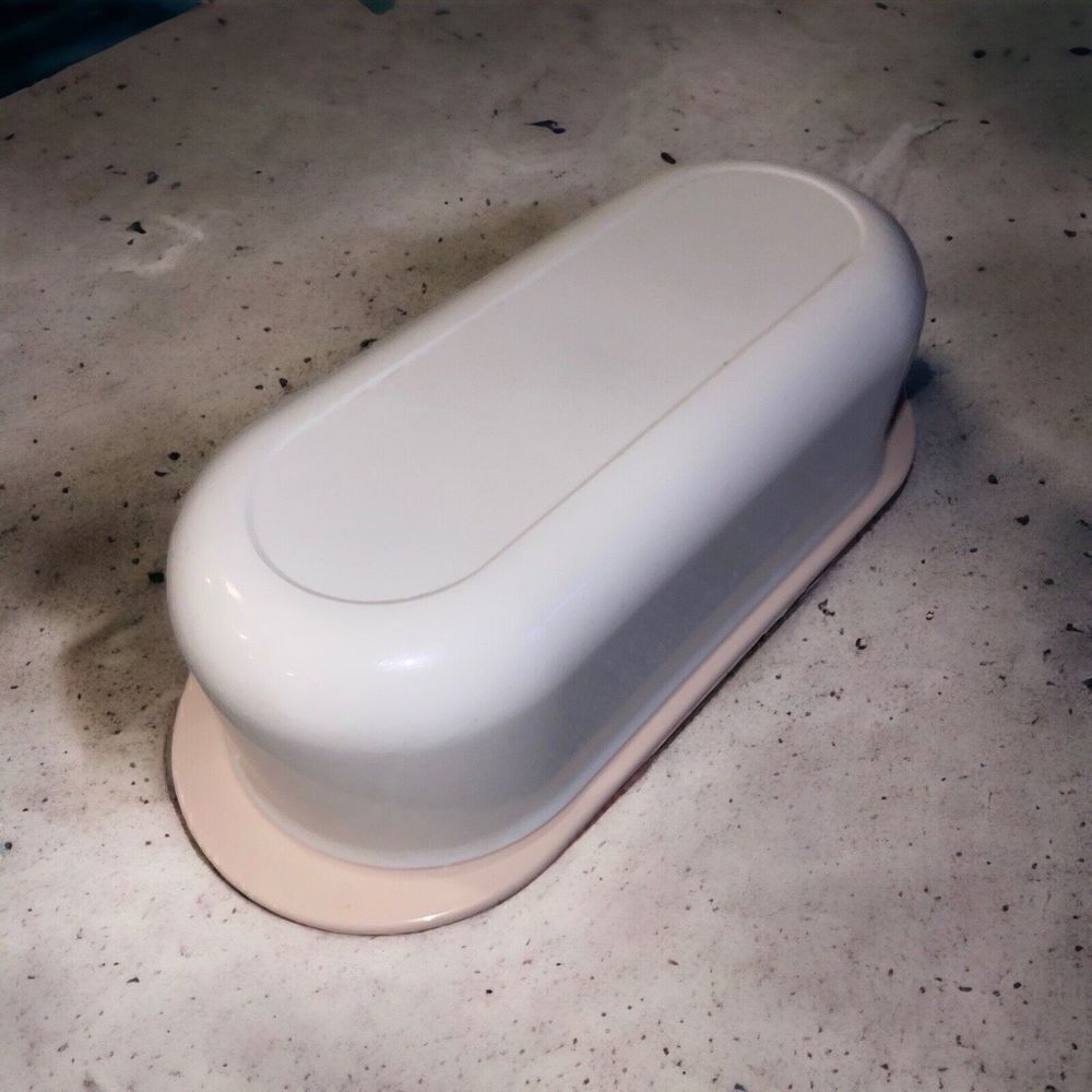 Vintage Tupperware Butter Dish Rose Pink White 2320-A & 2320A-3